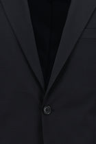 Koyu Lacivert Slim Fit Dar Kesim Yünlü Klasik Takım Elbise