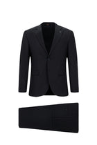 Siyah Lacivert 7 Drop Slim Fit Dar Kesim Yünlü Tak?m Elbise-Abdullah Ki??l?