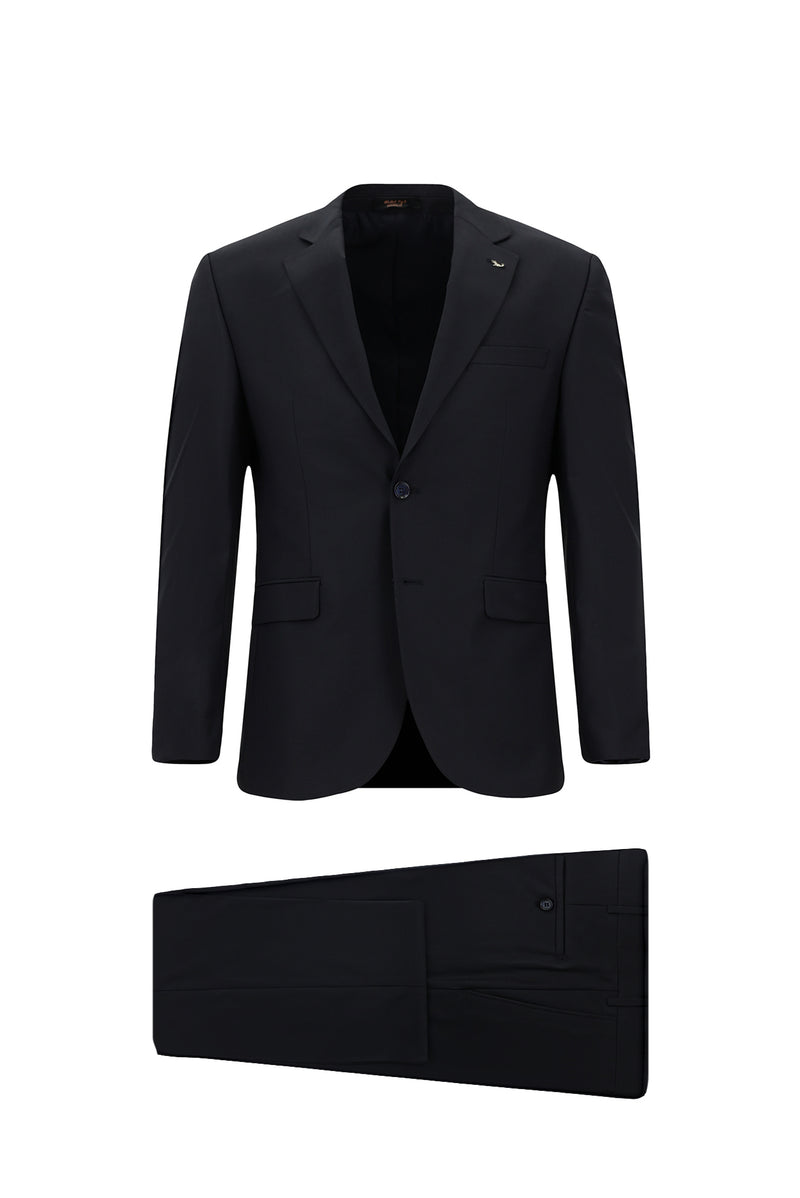 Siyah Lacivert 7 Drop Slim Fit Dar Kesim Yünlü Tak?m Elbise-Abdullah Ki??l?