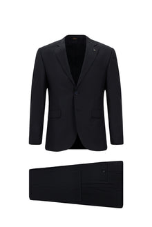 Siyah Lacivert 7 Drop Super Slim Fit Eksra Dar Kesim Yünlü Tak?m Elbise-Abdullah Ki??l?