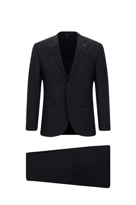 Siyah Lacivert 7 Drop Super Slim Fit Eksra Dar Kesim Yünlü Tak?m Elbise-Abdullah Ki??l?