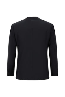 Siyah Lacivert Regular Long Fit Uzun Klasik Kesim Yünlü Klasik Takım Elbise