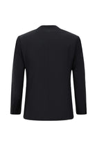Siyah Lacivert Slim Fit Dar Kesim Yünlü Klasik Takım Elbise