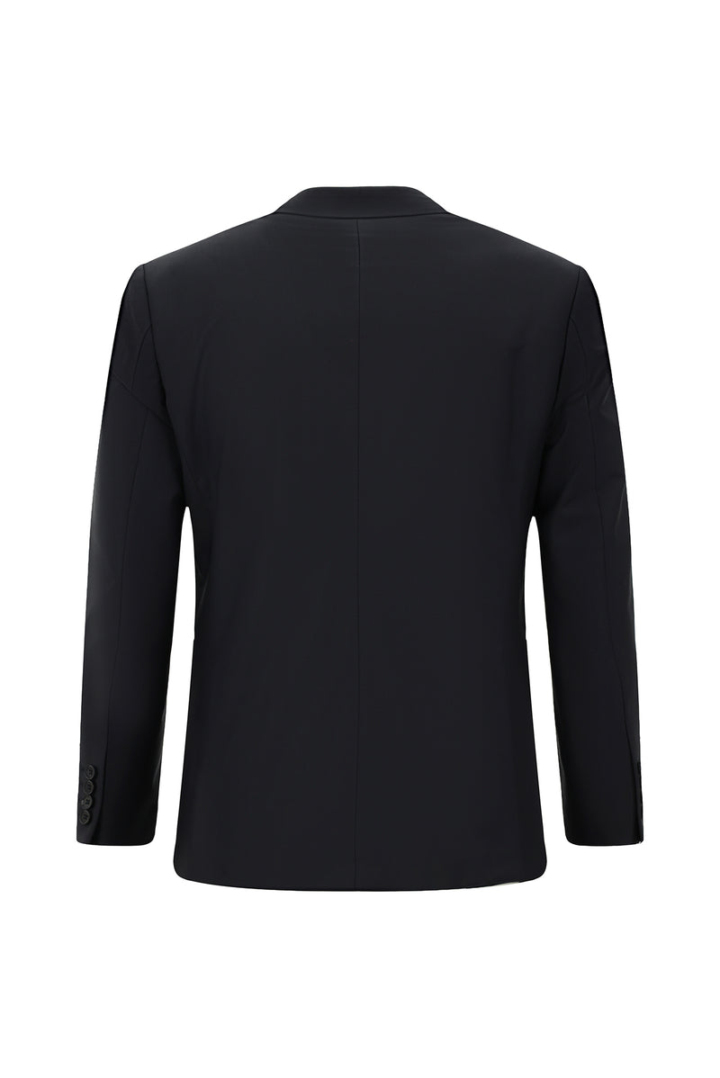 Siyah Lacivert Slim Fit Dar Kesim Yünlü Klasik Takım Elbise