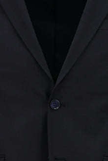 Siyah Lacivert Slim Fit Dar Kesim Yünlü Klasik Takım Elbise