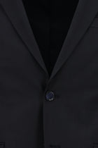 Siyah Lacivert Slim Fit Dar Kesim Yünlü Klasik Takım Elbise