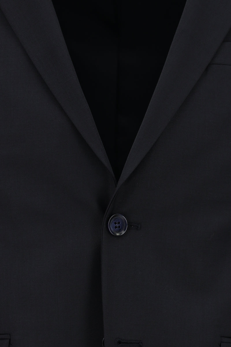 Siyah Lacivert Slim Fit Dar Kesim Yünlü Klasik Takım Elbise