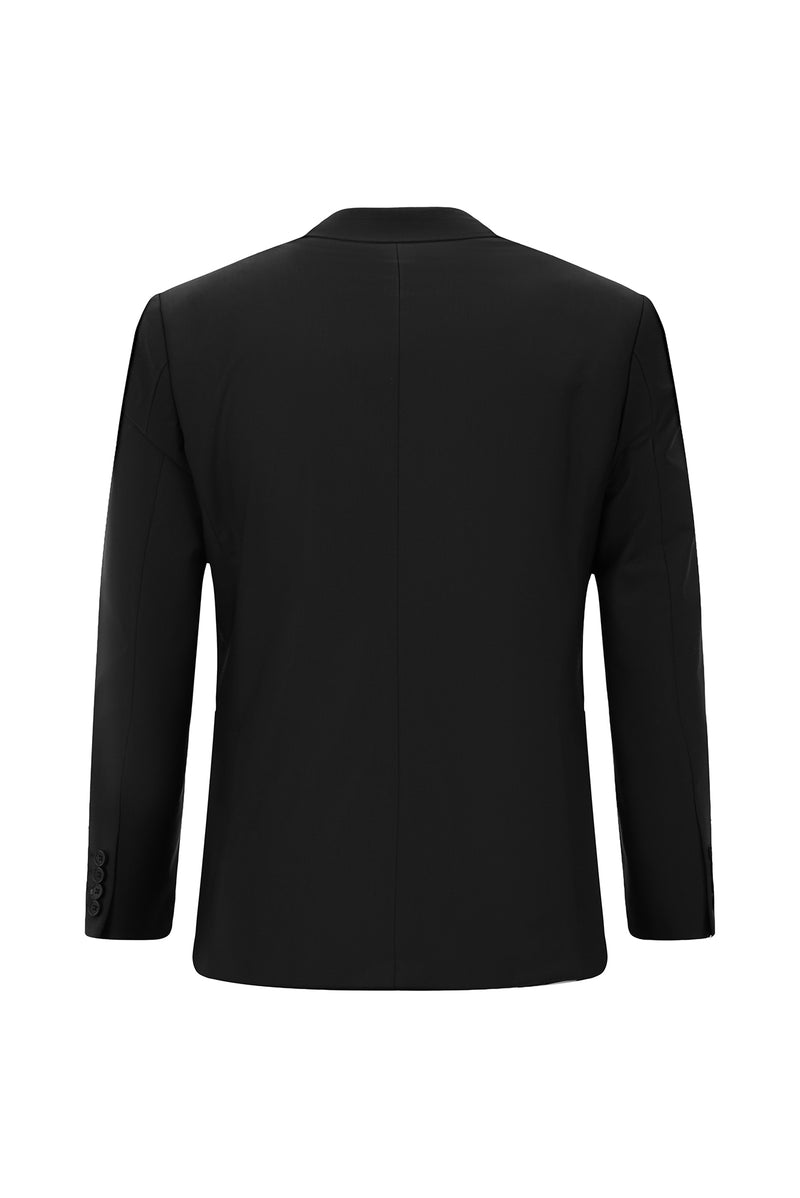 Siyah Regular Fit Yünlü Kruvaze Takım Elbise