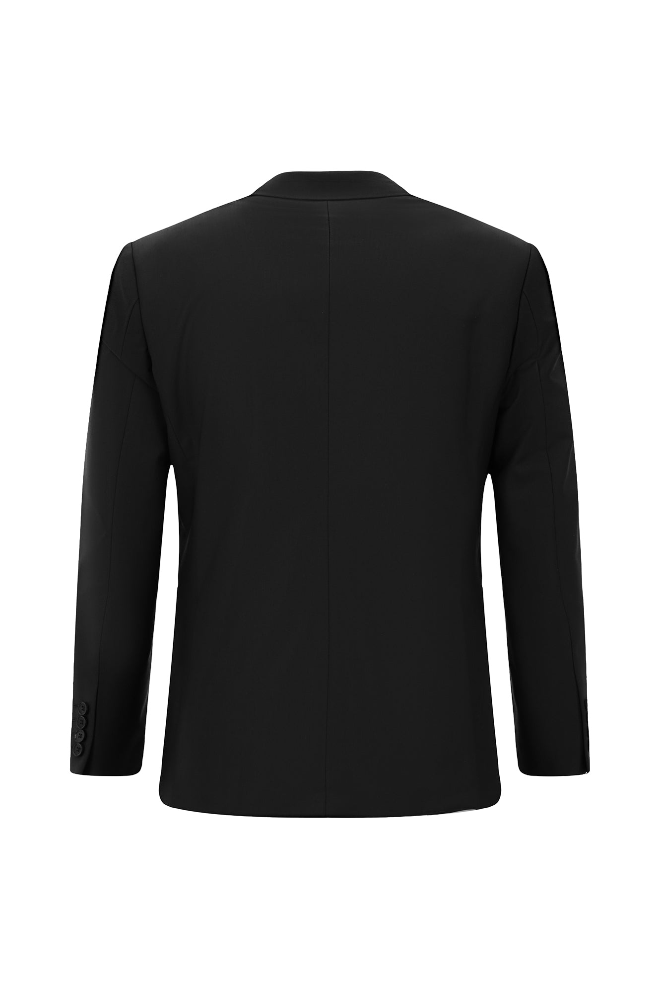 Siyah Slim Fit Dar Kesim Yünlü Kruvaze Takım Elbise