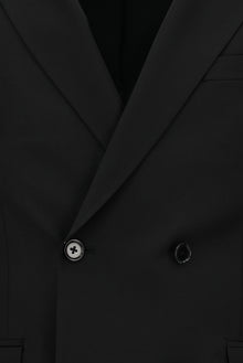 Siyah 8 Drop Long Slim Fit Uzun Dar Kesim Yünlü Kruvaze Tak?m Elbise-Abdullah Ki??l?