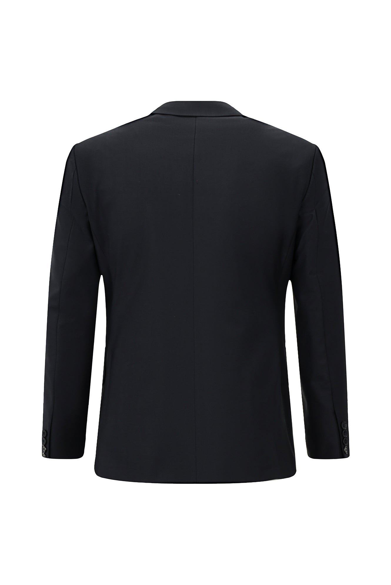 Siyah Lacivert Slim Fit Dar Kesim Yünlü Kruvaze Takım Elbise