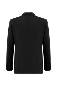 Siyah Slim Fit Dar Kesim Yünlü Yelekli Takım Elbise