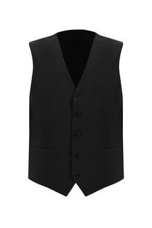 Siyah Regular Fit Yünlü Yelekli Takım Elbise