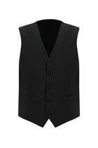 Siyah Slim Fit Dar Kesim Yünlü Yelekli Takım Elbise