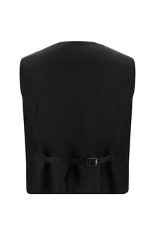 Siyah Regular Fit Yünlü Yelekli Takım Elbise