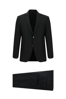 Siyah Regular Fit Yünlü Klasik Takım Elbise