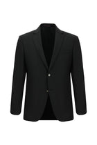 Siyah Super Slim Fit Ekstra Dar Kesim Yünlü Klasik Takım Elbise