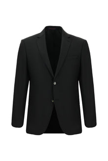 Siyah Super Slim Fit Ekstra Dar Kesim Yünlü Klasik Takım Elbise