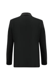 Siyah Super Slim Fit Ekstra Dar Kesim Yünlü Klasik Takım Elbise