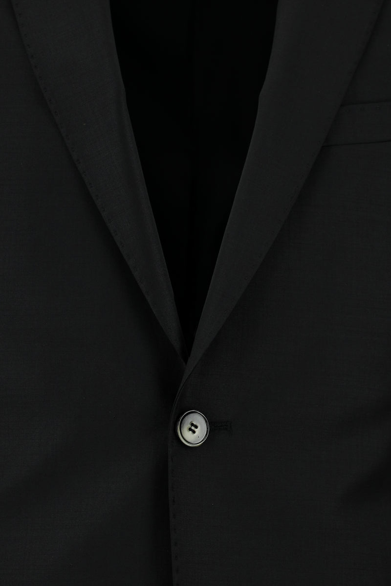 Siyah Slim Fit Dar Kesim Yünlü Klasik Takım Elbise