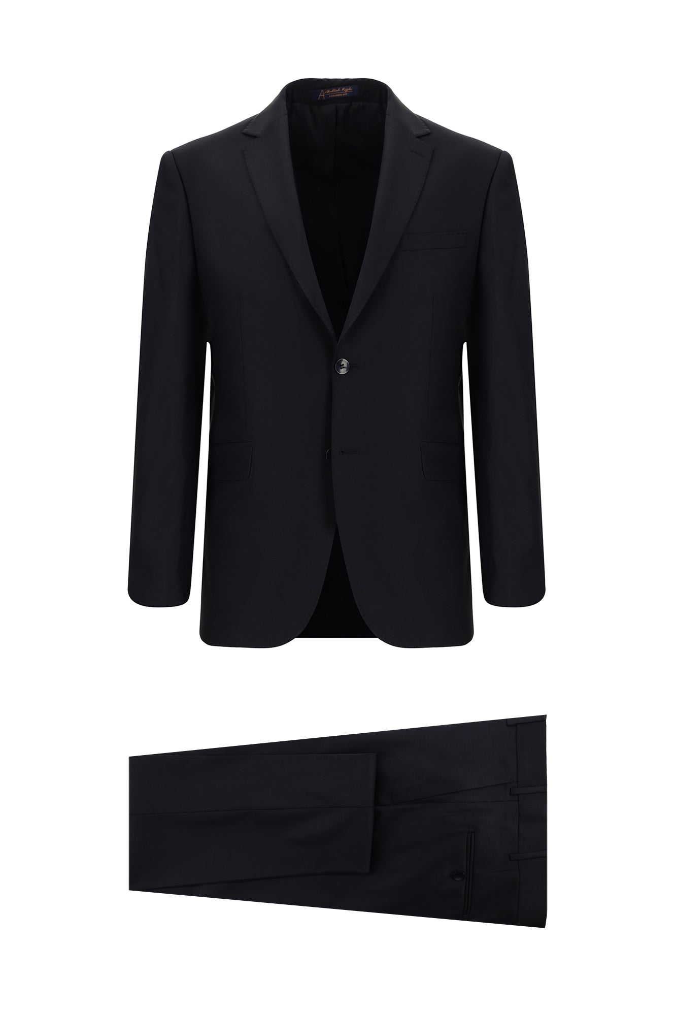 Siyah Lacivert Slim Fit Dar Kesim Yünlü Klasik Takım Elbise