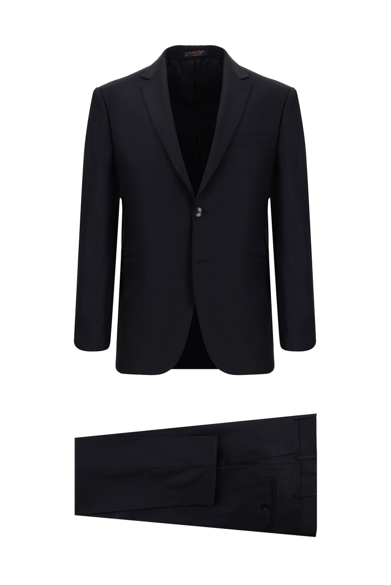 Siyah Lacivert 7 Drop Super Slim Fit Eksra Dar Kesim Yünlü Tak?m Elbise-Abdullah Ki??l?
