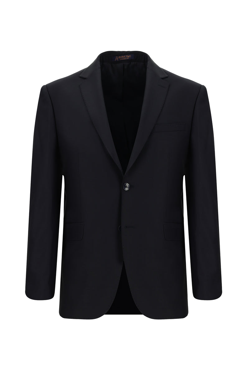 Siyah Lacivert Relaxed Fit Rahat Kesim Yünlü Klasik Takım Elbise