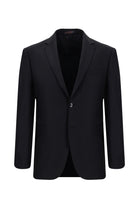 Siyah Lacivert Slim Fit Dar Kesim Yünlü Klasik Takım Elbise