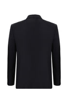 Siyah Lacivert Super Slim Fit Ekstra Dar Kesim Yünlü Klasik Takım Elbise