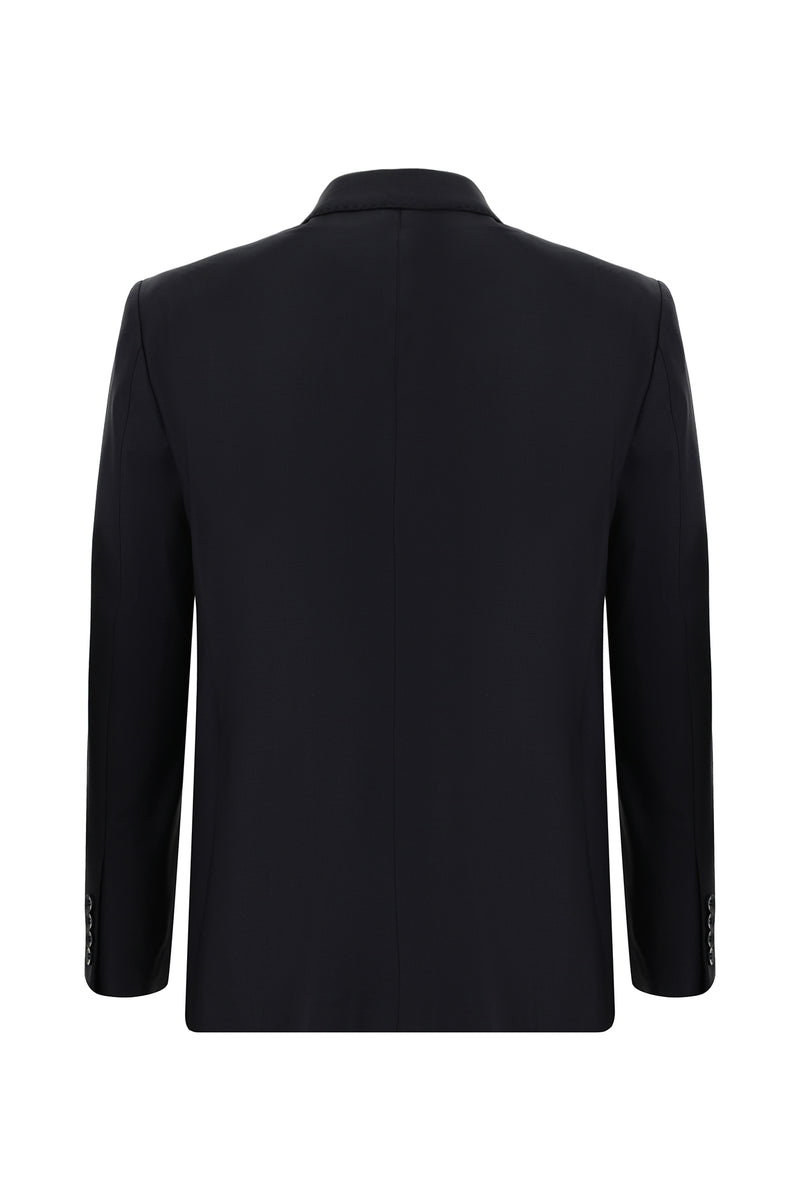 Siyah Lacivert Relaxed Fit Rahat Kesim Yünlü Klasik Takım Elbise