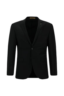 Siyah Super Slim Fit Ekstra Dar Kesim Yünlü Klasik Takım Elbise