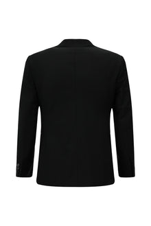 Siyah Super Slim Fit Ekstra Dar Kesim Yünlü Klasik Takım Elbise