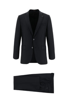 Siyah 7 Drop Slim Fit Dar Kesim Yünlü Tak?m Elbise-Abdullah Ki??l?