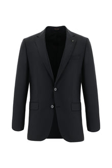 Siyah 7 Drop Slim Fit Dar Kesim Yünlü Tak?m Elbise-Abdullah Ki??l?