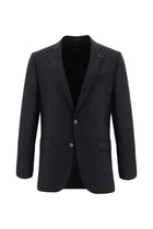 Siyah Slim Fit Dar Kesim Yünlü Klasik Takım Elbise