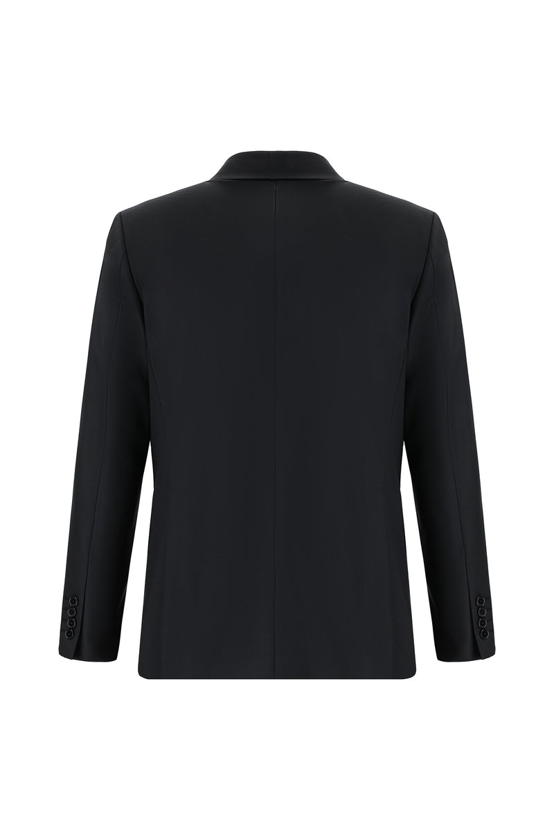 Siyah Slim Fit Dar Kesim Yünlü Klasik Takım Elbise