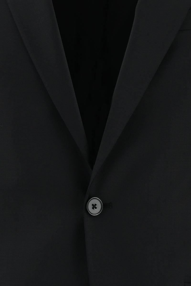 Siyah Slim Fit Dar Kesim Yünlü Klasik Takım Elbise