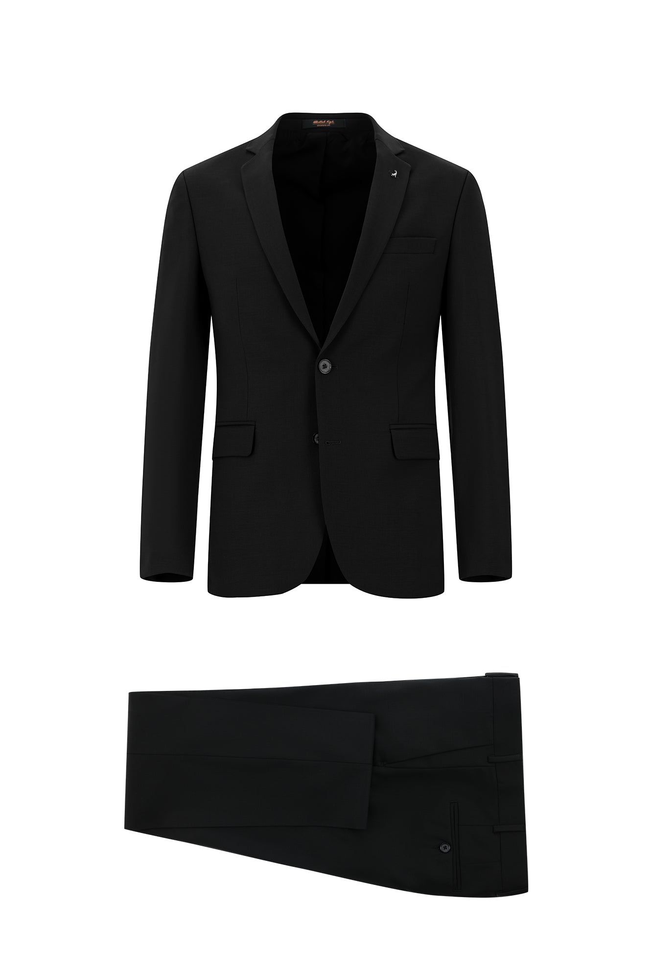 Siyah Super Slim Fit Ekstra Dar Kesim Yünlü Klasik Takım Elbise