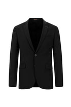 Siyah Super Slim Fit Ekstra Dar Kesim Yünlü Klasik Takım Elbise