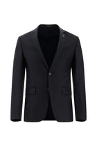 Siyah Lacivert Super Slim Fit Ekstra Dar Kesim Yünlü Klasik Takım Elbise