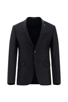 Siyah Lacivert Super Slim Fit Ekstra Dar Kesim Yünlü Klasik Takım Elbise