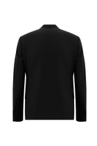 Siyah Slim Fit Dar Kesim Yünlü Kruvaze Takım Elbise