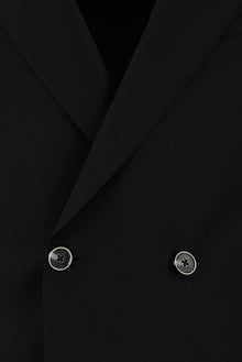 Siyah Slim Fit Dar Kesim Yünlü Kruvaze Takım Elbise