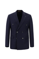 Orta Lacivert 7 Drop Slim Fit Dar Kesim Yünlü Kruvaze Tak?m Elbise-Abdullah Ki??l?