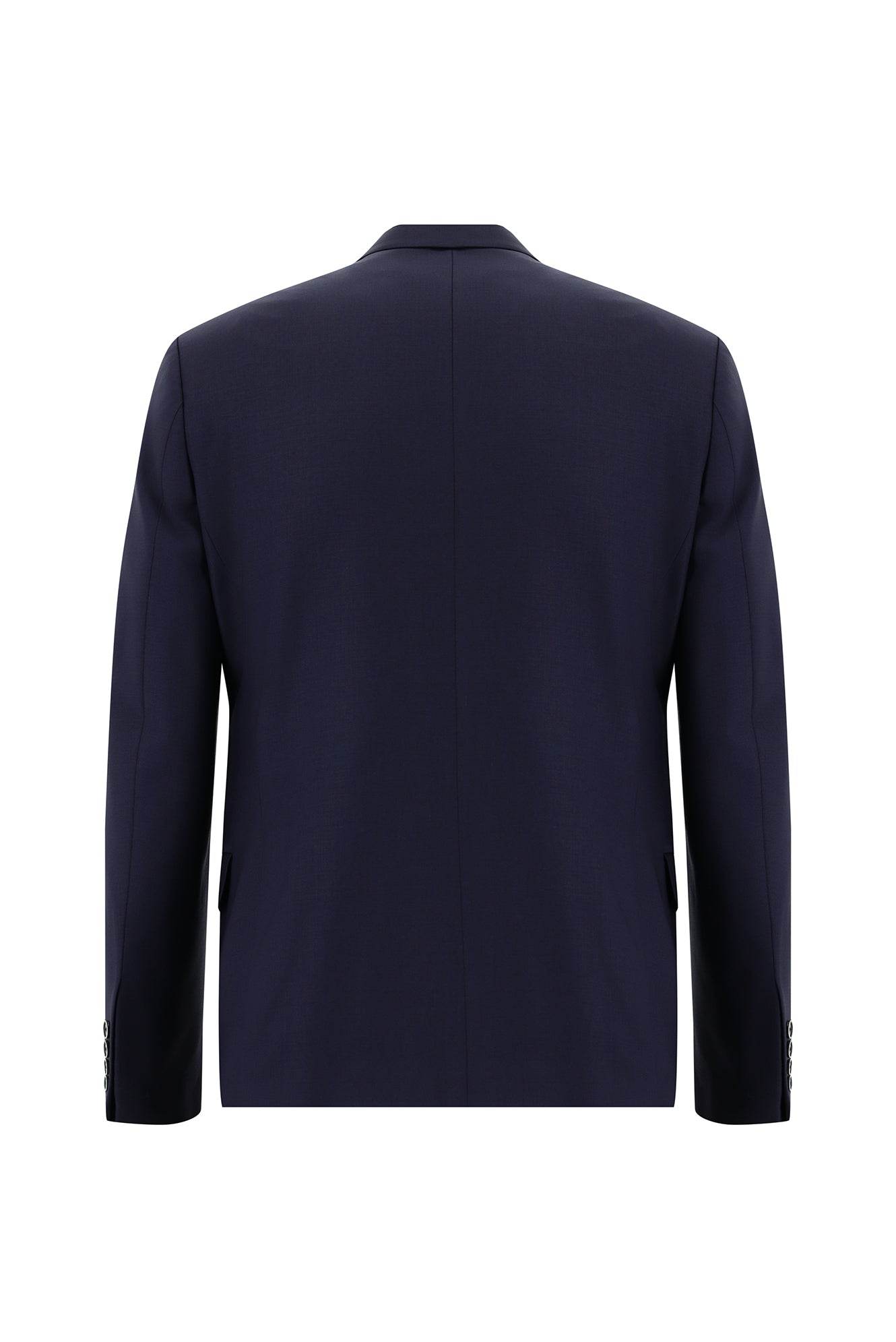 Orta Lacivert Slim Fit Dar Kesim Yünlü Kruvaze Takım Elbise