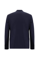 Orta Lacivert Slim Fit Dar Kesim Yünlü Kruvaze Takım Elbise