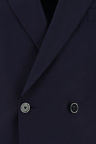 Orta Lacivert Slim Fit Dar Kesim Yünlü Kruvaze Takım Elbise
