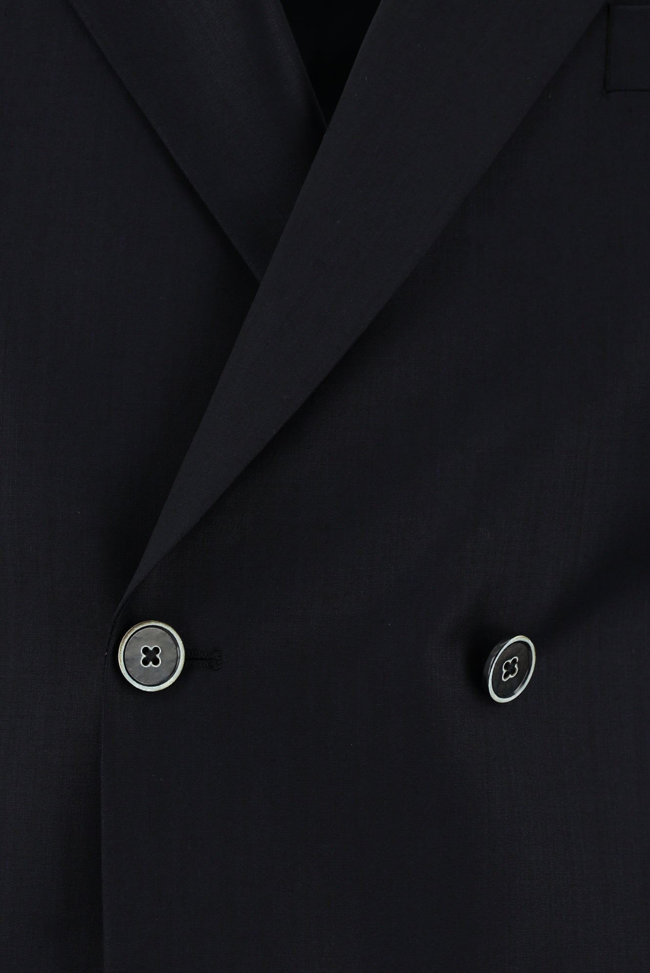 Siyah Lacivert Slim Fit Dar Kesim Yünlü Kruvaze Takım Elbise