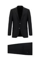 Siyah Relaxed Fit Rahat Kesim Yünlü Klasik Takım Elbise