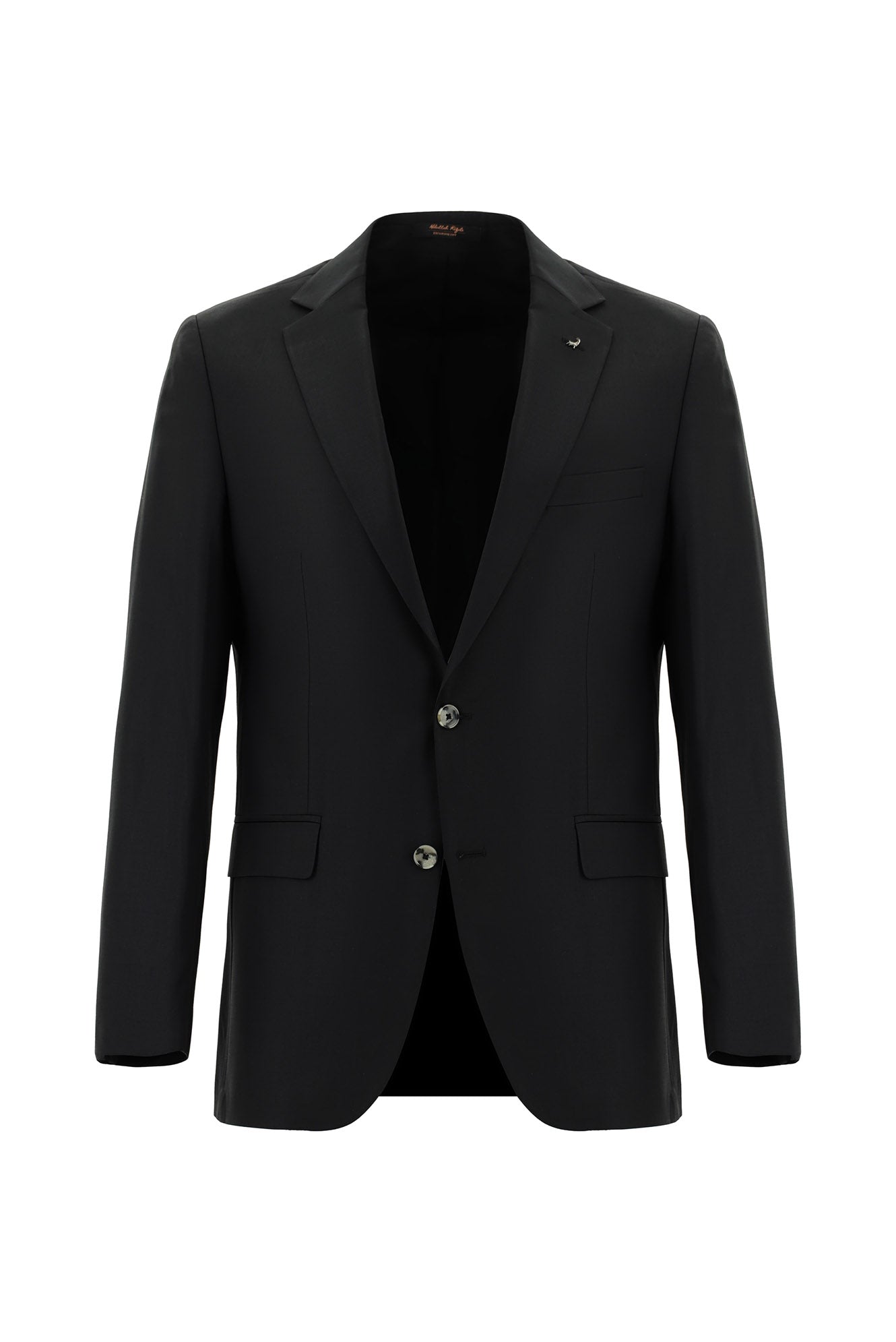 Siyah Regular Fit Yünlü Klasik Takım Elbise